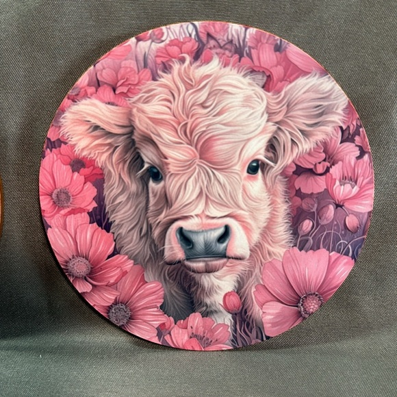 Set of 4 Highland Cow Coasters - Picture 2 of 5